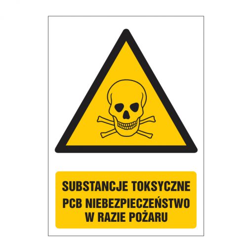Znak ostrzegawczy ZO-08 - SUBSTANCJE TOKSYCZNE PCB NIEBEZPIECZEŃSTWO W RAZIE POŻARU