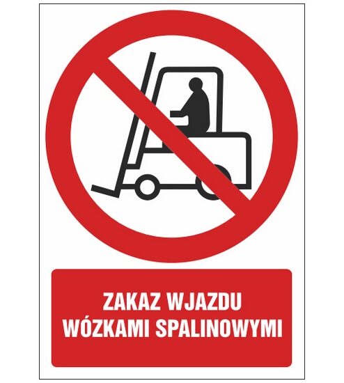Znak zakazu zakaz wjazdu wózkami spalinowymi