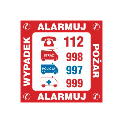 Tabliczki znaki elektryczne PP-61 Telefony alarmowe