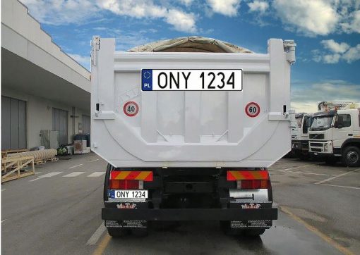 Duża naklejka tablica rejestracyjna na samochód ciężarowy naczepę