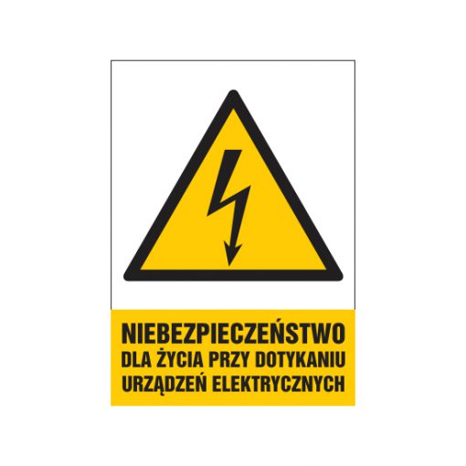 tabliczki znaki elektryczne ZTE - 89 Niebezpieczeństwo dla życia przy dotykaniu urządzeń elektrycznych