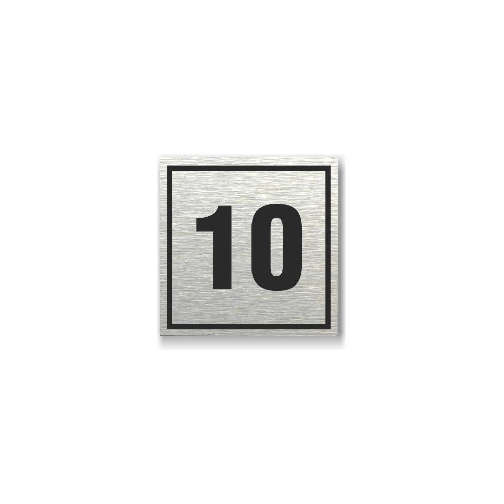 Tabliczka z aluminium szczotkowanego - Cyfra 10