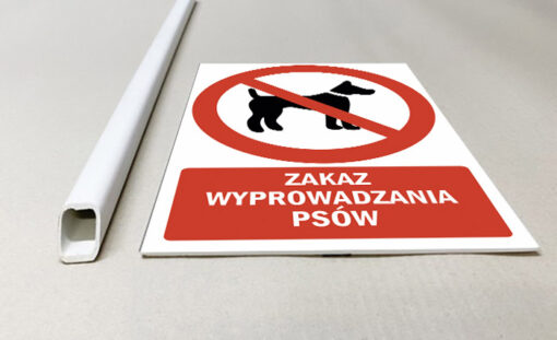 Zakaz wyprowadzania psów tabliczka na trawnik na słupku trzonku