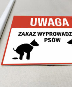 Uwaga Zakaz wyprowadzania psów tabliczka na trawnik na słupku trzonku