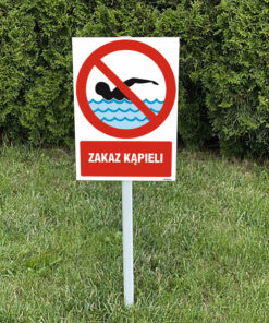 Zakaz kąpieli tabliczka na słupku
